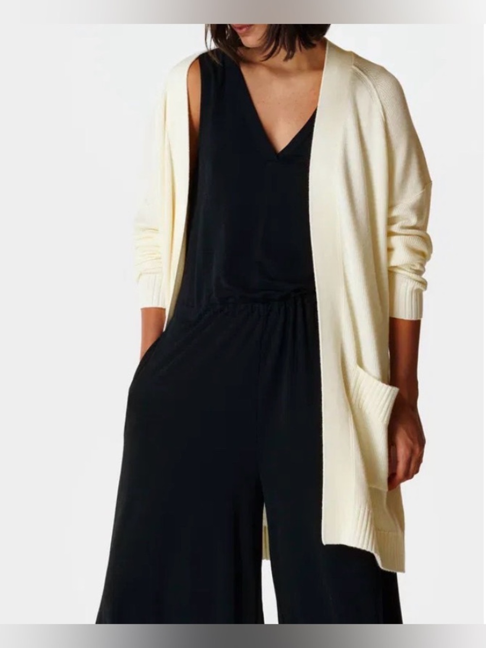 Sweaty Betty Cream Open Cardigan